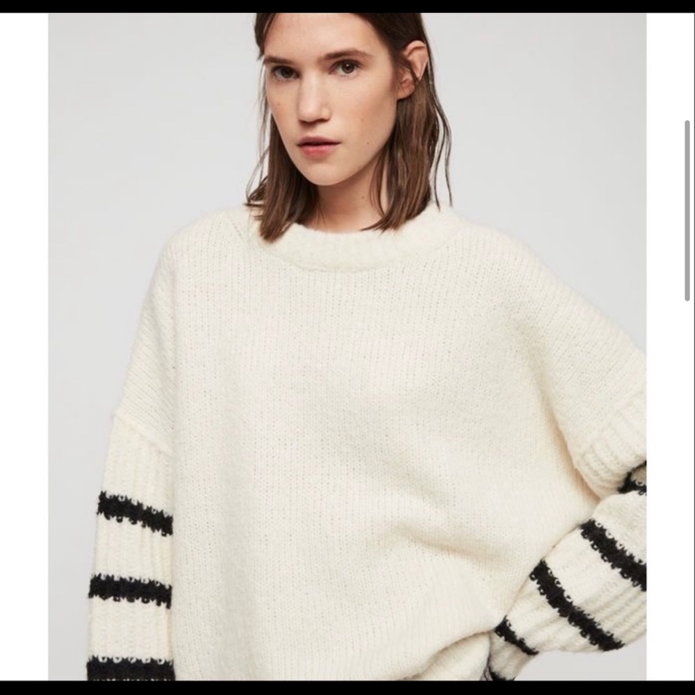 Allsaints Eldon Sweater In Chalk White/black
